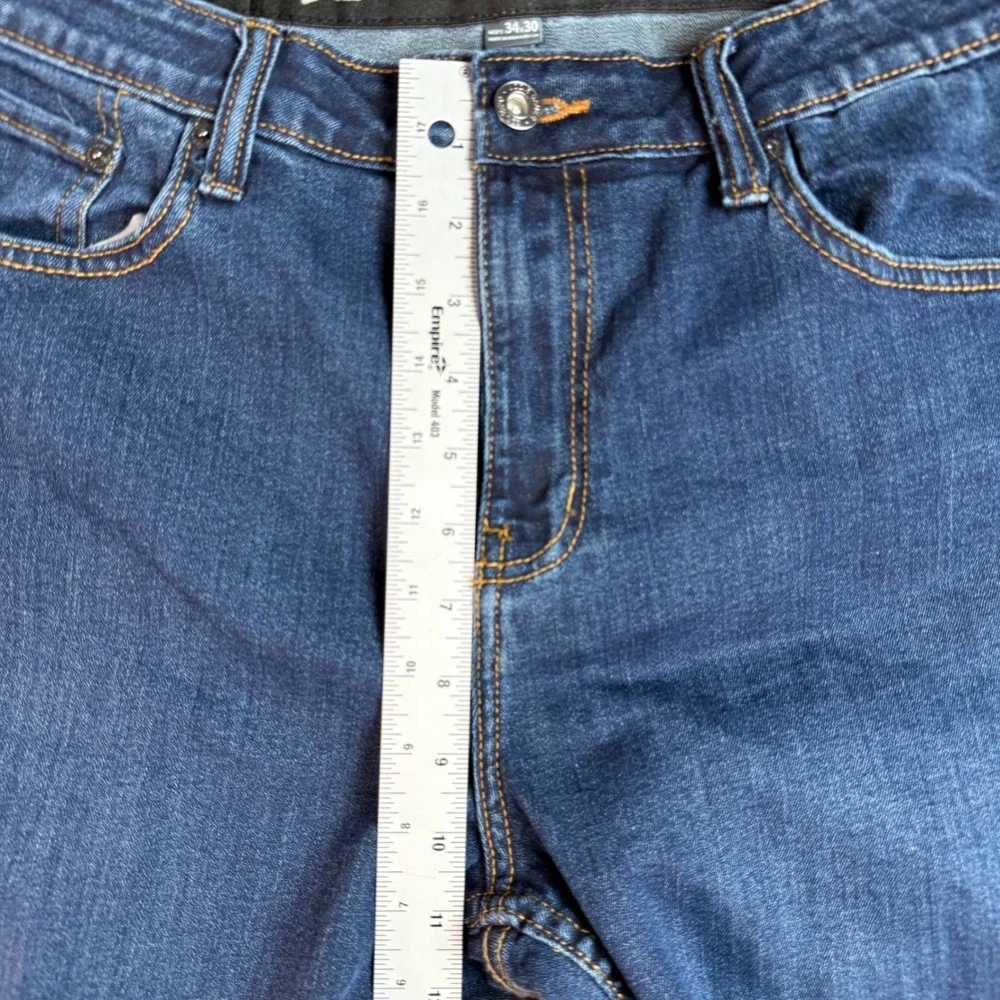 Men Eddie Bauer Jeans | Size 34 x29.75 | Blue Straight Leg Denim Medium Wash - Picture 6 of 13